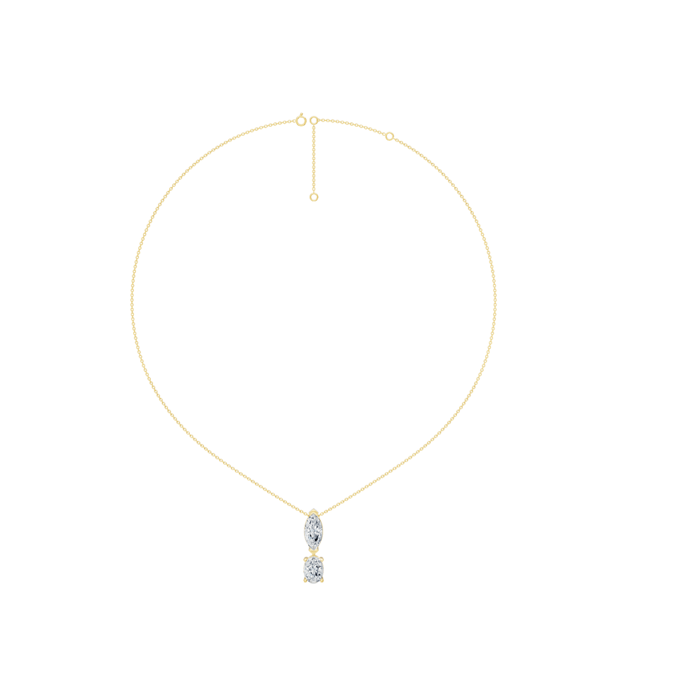 4.50cttw Lab-Grown Oval & Marquise Two-Stone Drop Pendant Necklace