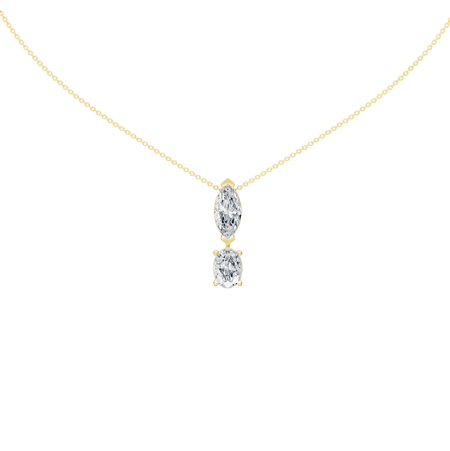 4.50cttw Lab-Grown Oval & Marquise Two-Stone Drop Pendant Necklace