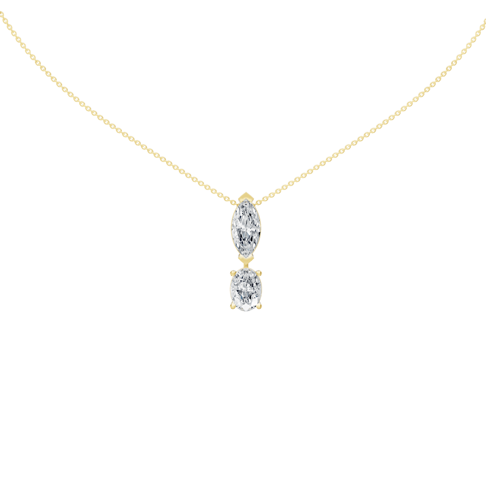 4.50cttw Lab-Grown Oval & Marquise Two-Stone Drop Pendant Necklace