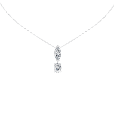 4.50cttw Lab-Grown Oval & Marquise Two-Stone Drop Pendant Necklace