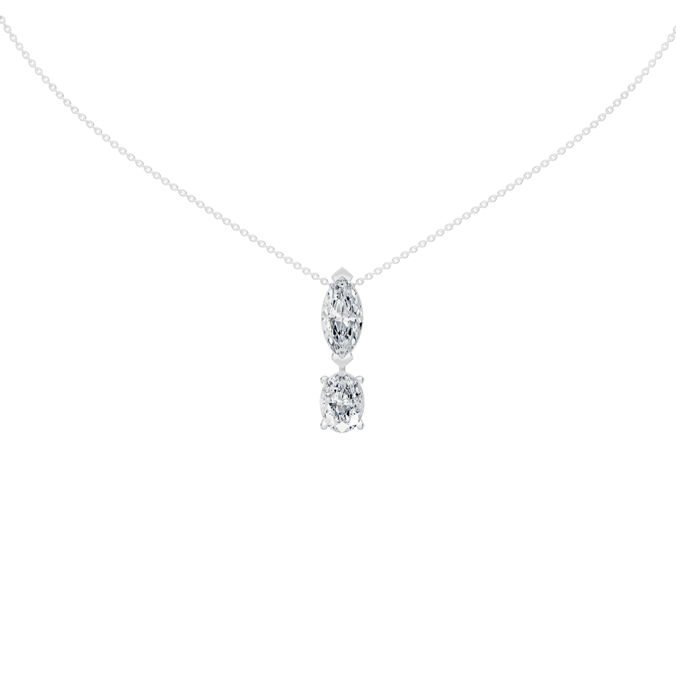 4.50cttw Lab-Grown Oval & Marquise Two-Stone Drop Pendant Necklace