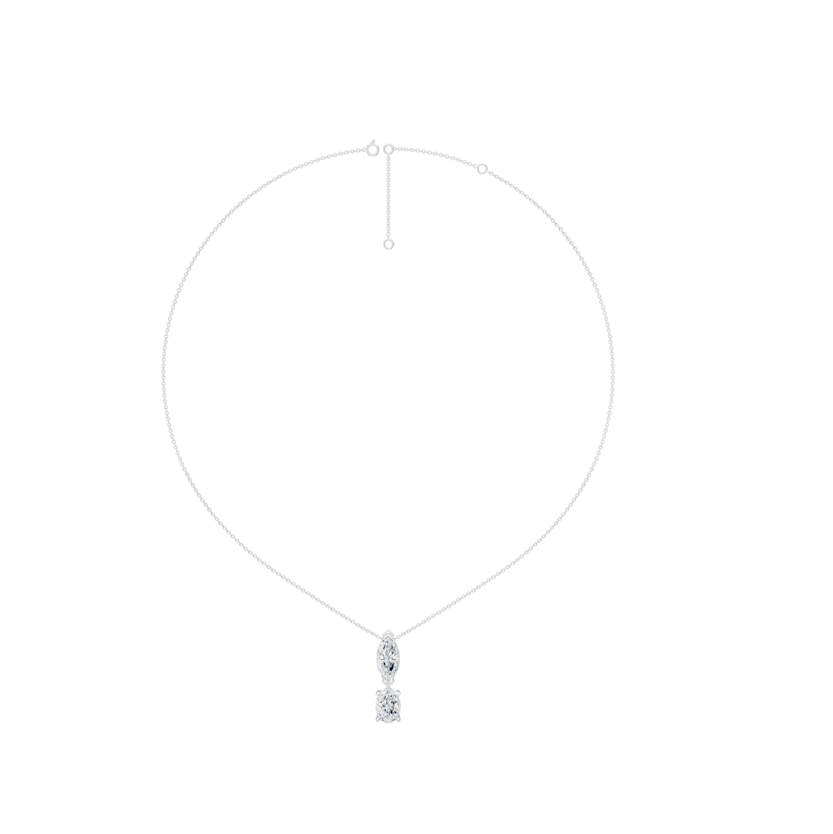 4.50cttw Lab-Grown Oval & Marquise Two-Stone Drop Pendant Necklace