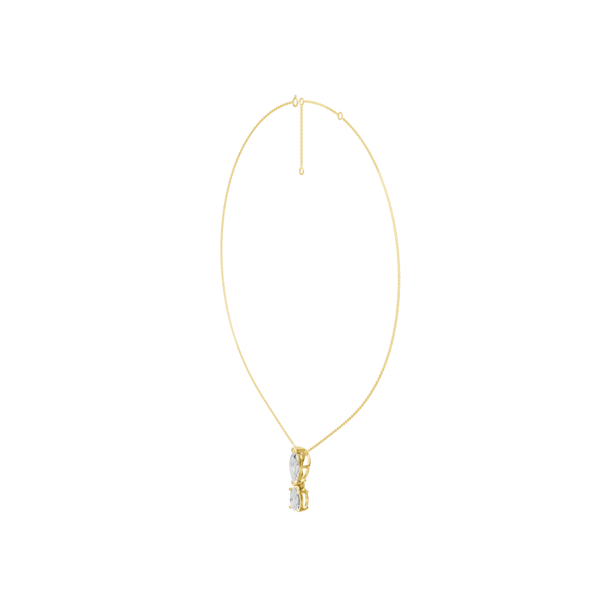 4.50cttw Lab-Grown Oval & Marquise Two-Stone Drop Pendant Necklace