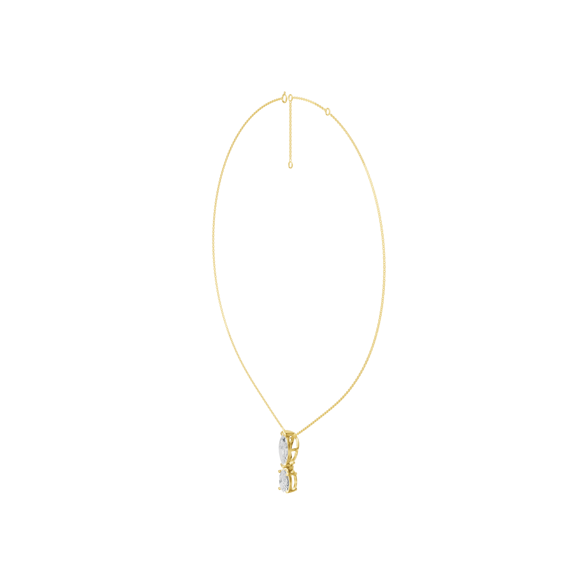 4.50cttw Lab-Grown Oval & Marquise Two-Stone Drop Pendant Necklace