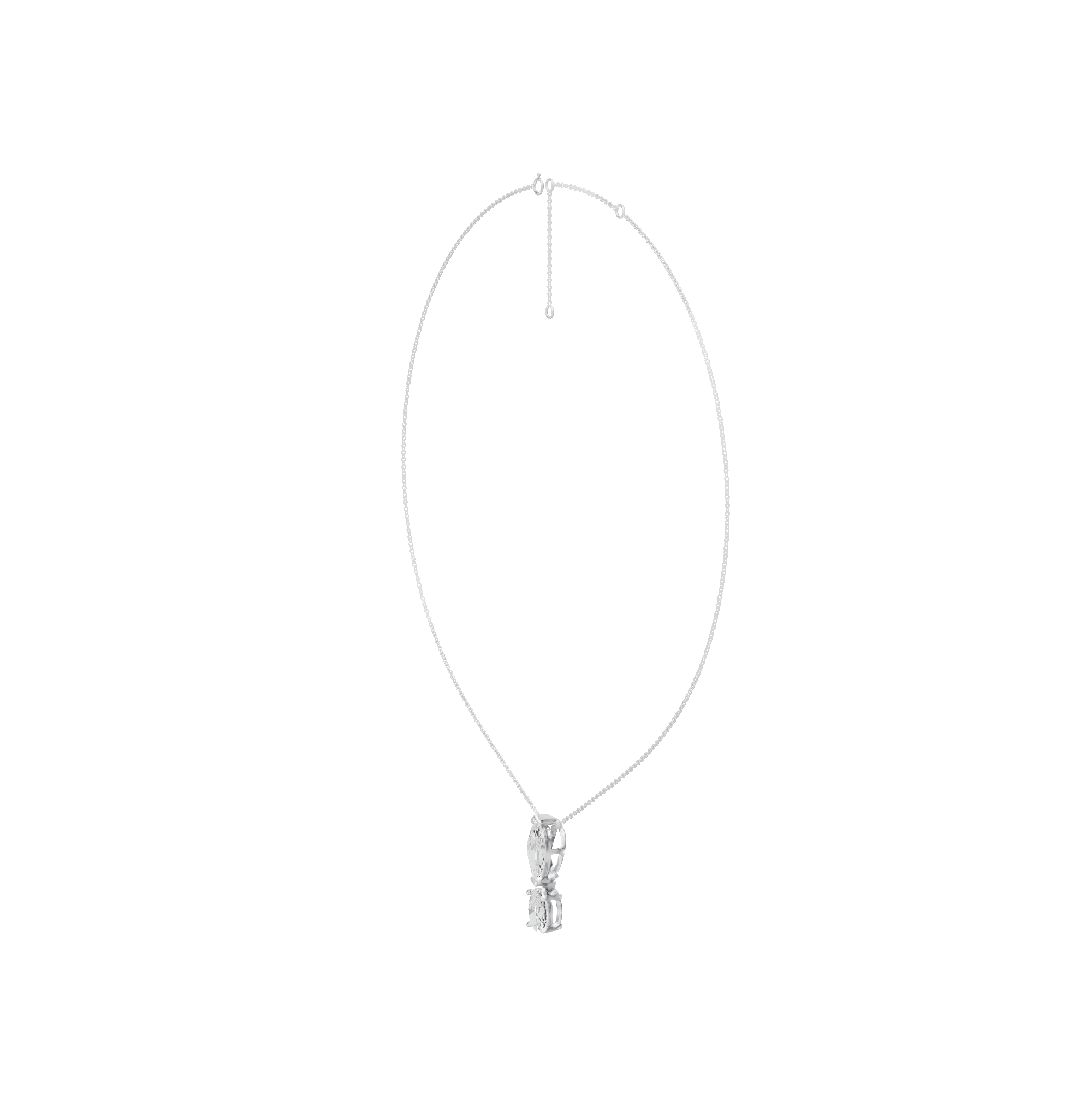 4.50cttw Lab-Grown Oval & Marquise Two-Stone Drop Pendant Necklace