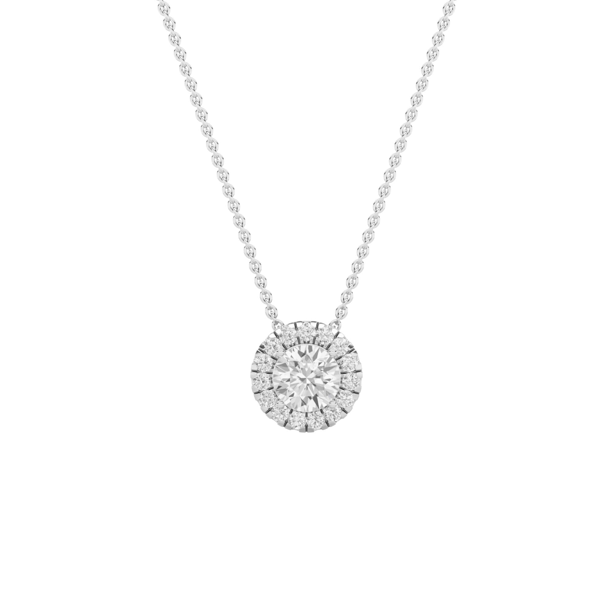 0.60cttw Lab-Grown Round Diamond Halo Pendant Necklace