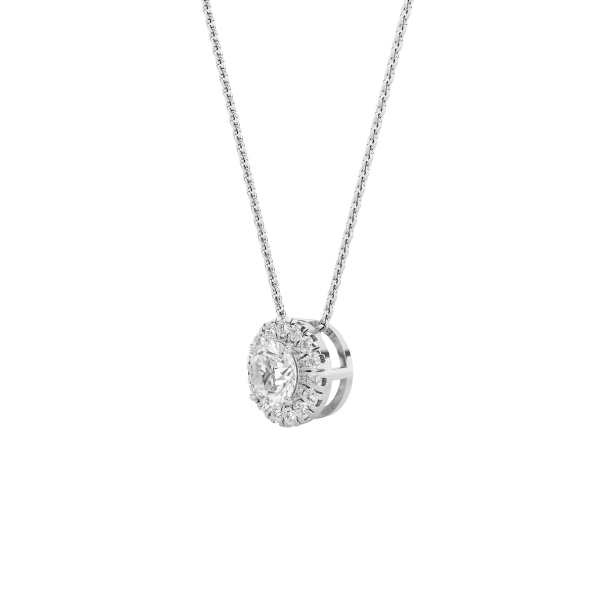 0.60cttw Lab-Grown Round Diamond Halo Pendant Necklace