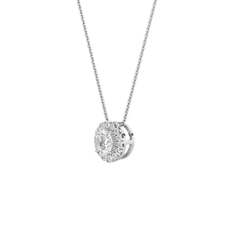 0.60cttw Lab-Grown Round Diamond Halo Pendant Necklace