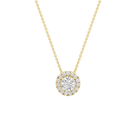 0.60cttw Lab-Grown Round Diamond Halo Pendant Necklace