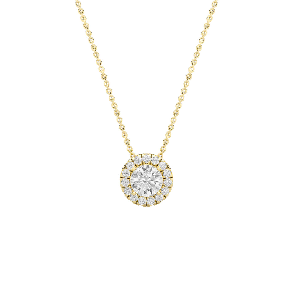 0.60cttw Lab-Grown Round Diamond Halo Pendant Necklace