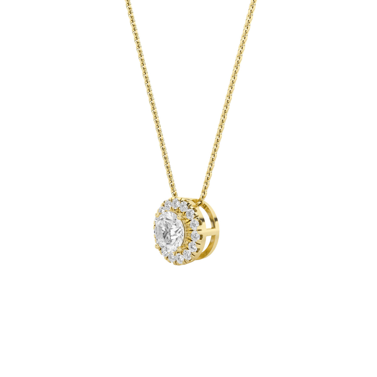 0.60cttw Lab-Grown Round Diamond Halo Pendant Necklace