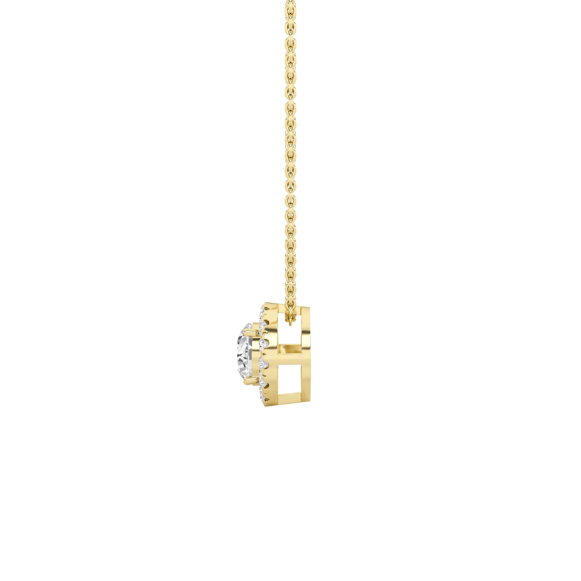0.60cttw Lab-Grown Round Diamond Halo Pendant Necklace