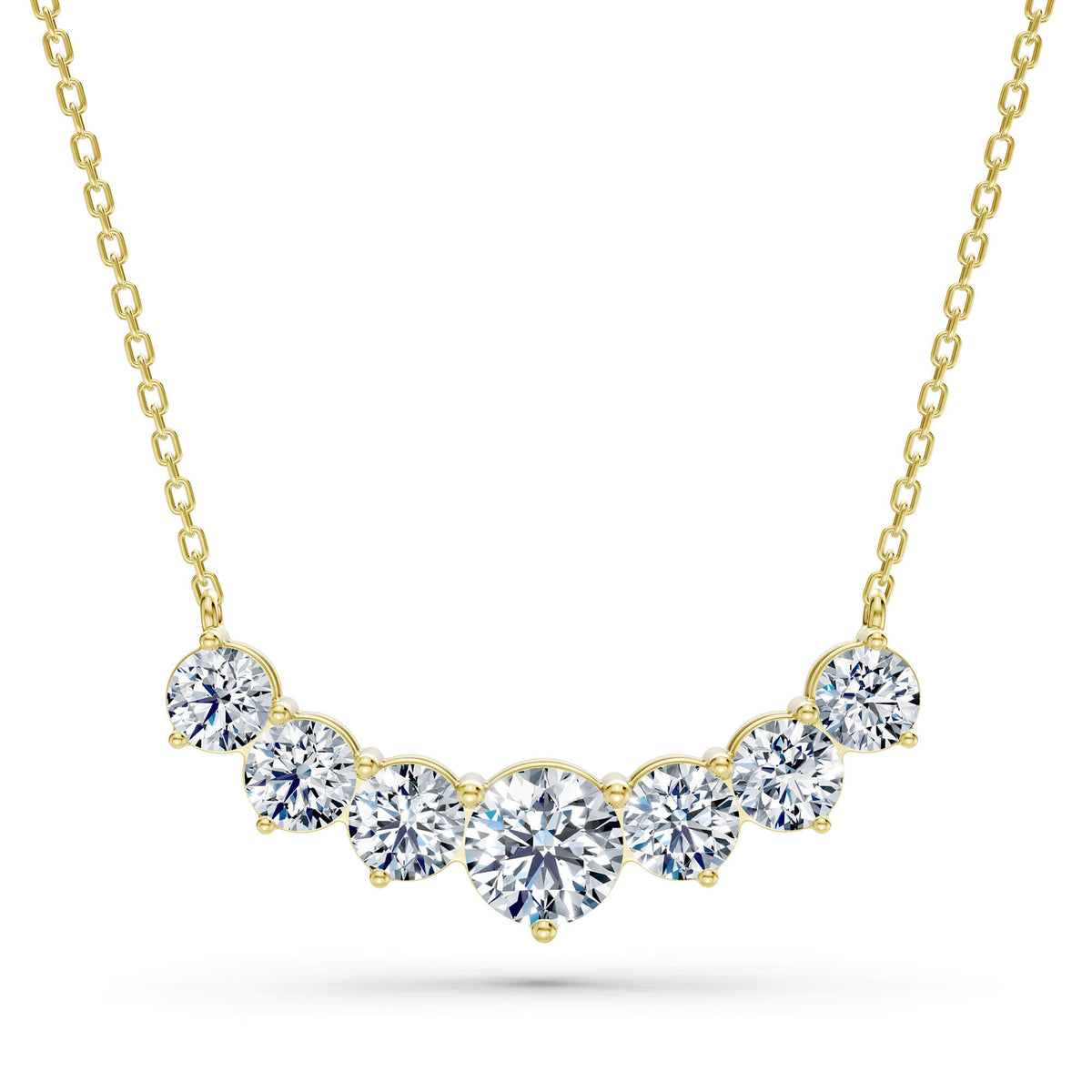 3.70cttw Lab-Grown Graduated Round Diamond Journey Bar Necklace