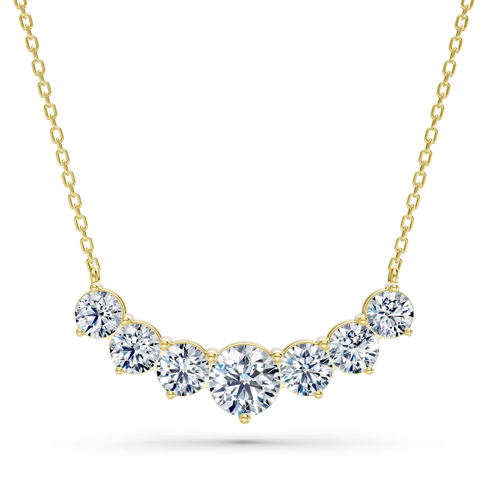 3.70cttw Lab-Grown Graduated Round Diamond Journey Bar Necklace