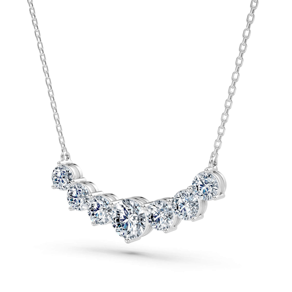 3.70cttw Lab-Grown Graduated Round Diamond Journey Bar Necklace