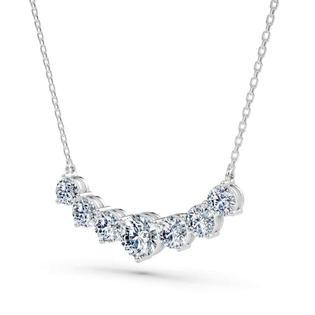 3.70cttw Lab-Grown Graduated Round Diamond Journey Bar Necklace