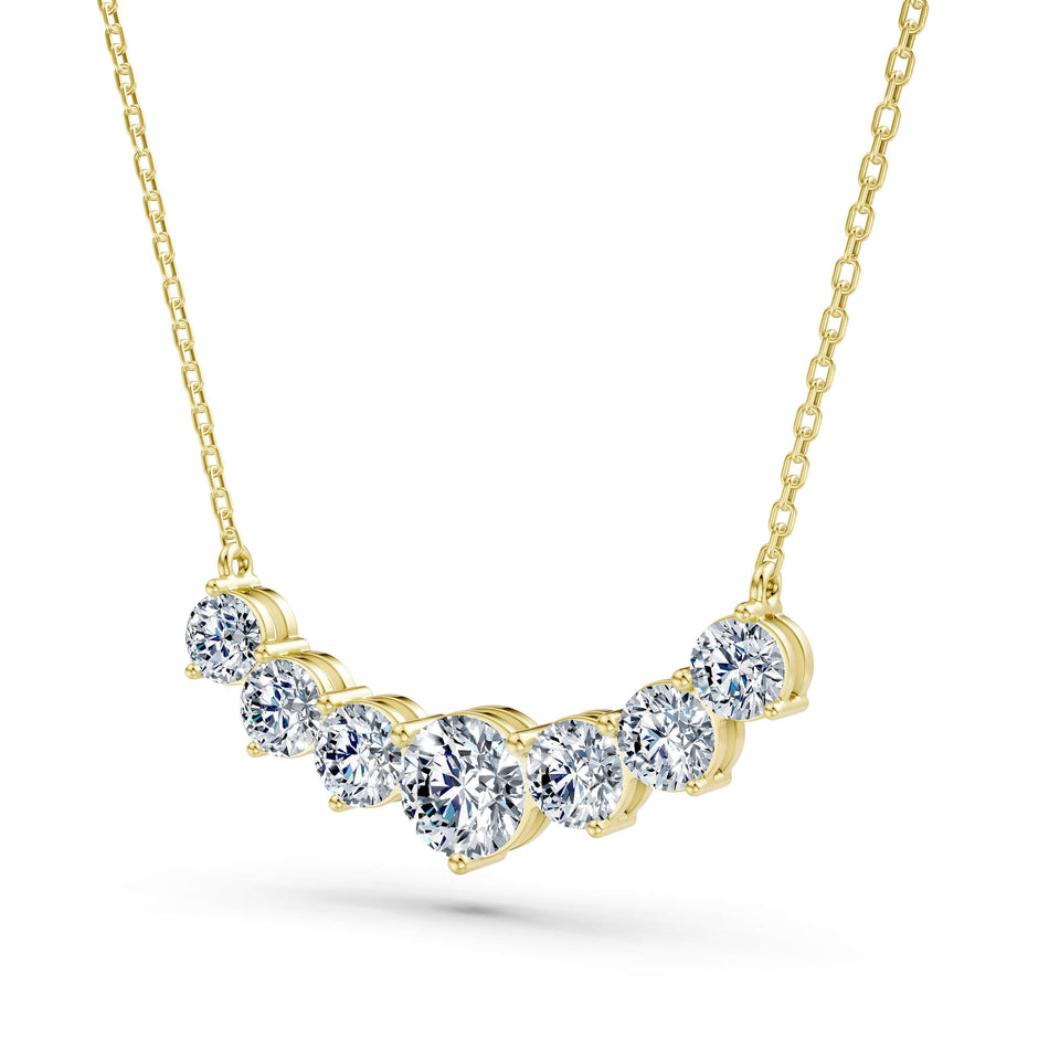 3.70cttw Lab-Grown Graduated Round Diamond Journey Bar Necklace