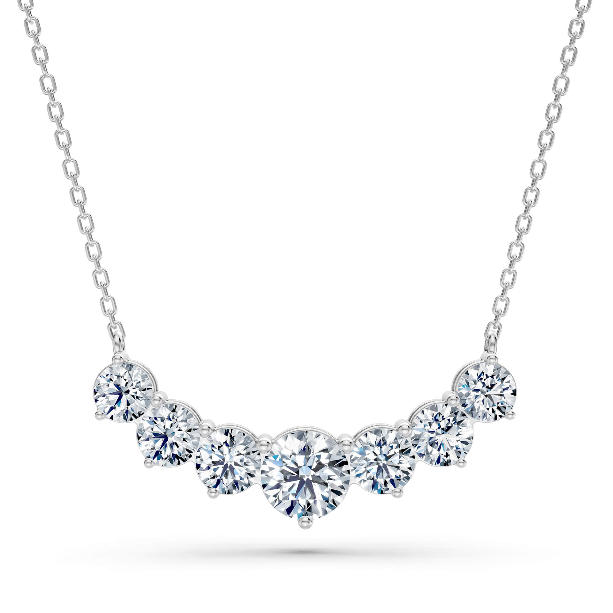 3.70cttw Lab-Grown Graduated Round Diamond Journey Bar Necklace