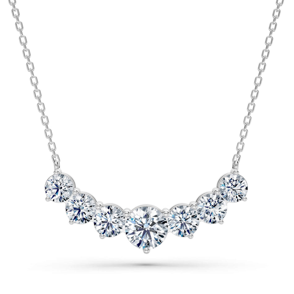 3.70cttw Lab-Grown Graduated Round Diamond Journey Bar Necklace