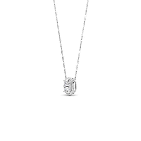 1.00cttw Lab-Grown Oval Diamond Halo Pendant Necklace
