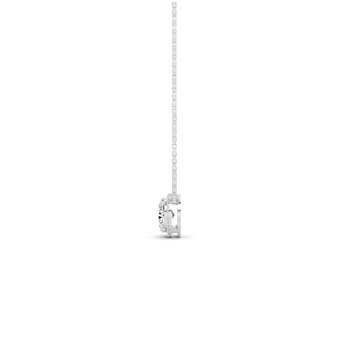 1.00cttw Lab-Grown Oval Diamond Halo Pendant Necklace