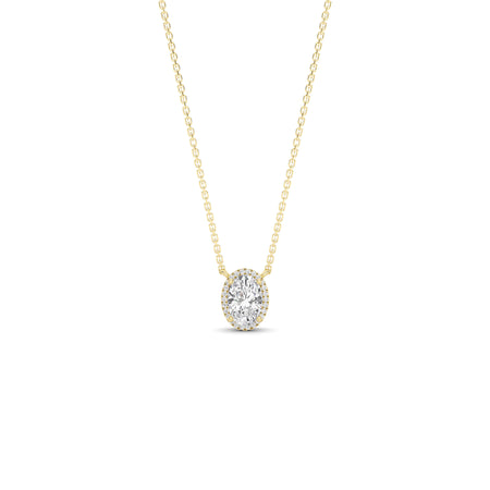 1.00cttw Lab-Grown Oval Diamond Halo Pendant Necklace