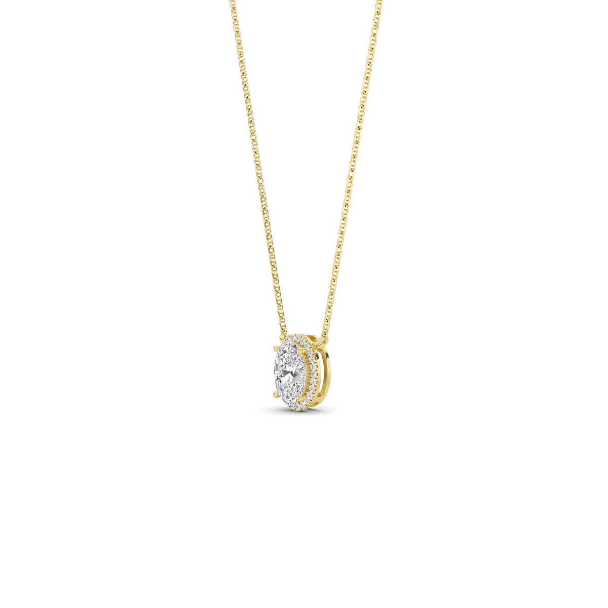 1.00cttw Lab-Grown Oval Diamond Halo Pendant Necklace