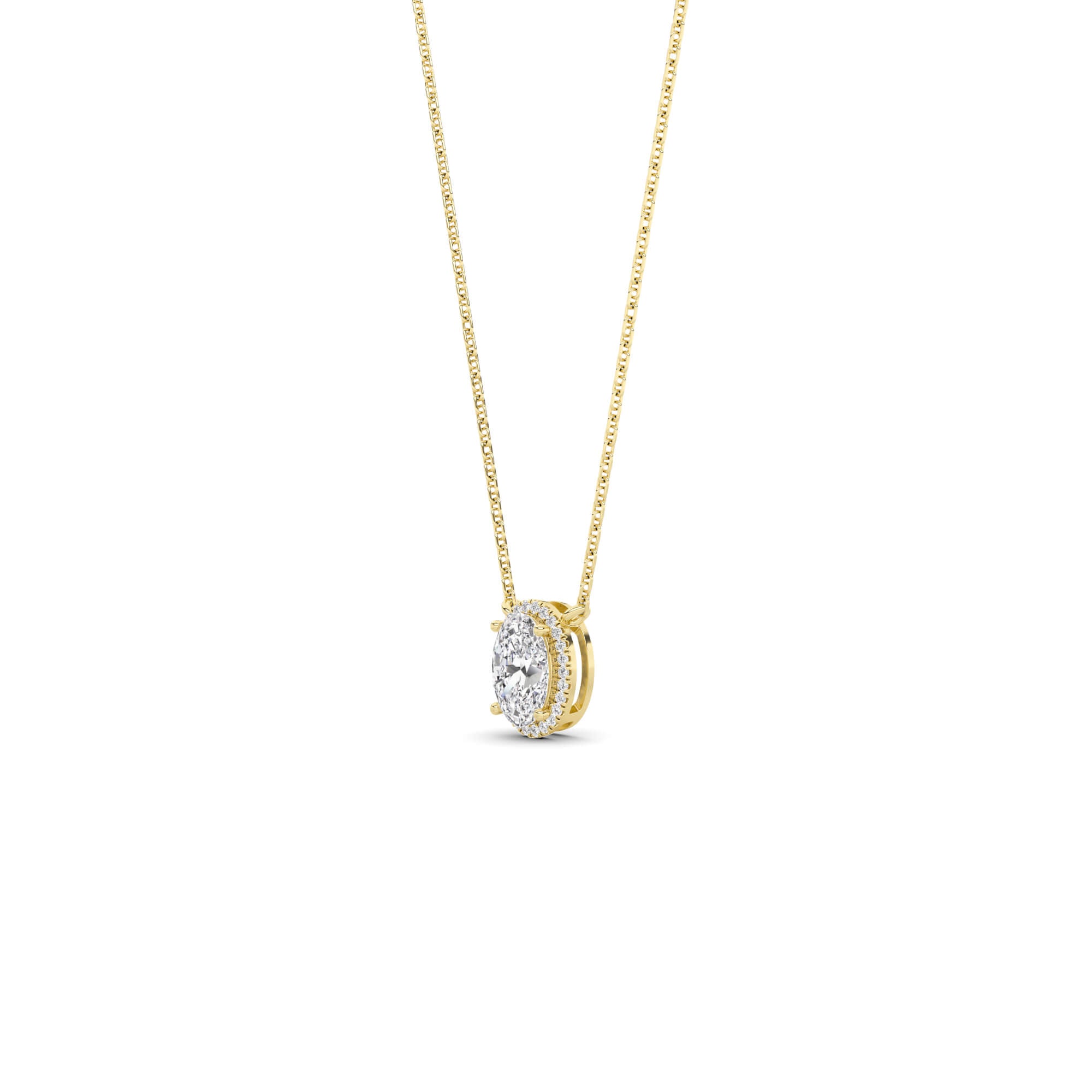 1.00cttw Lab-Grown Oval Diamond Halo Pendant Necklace