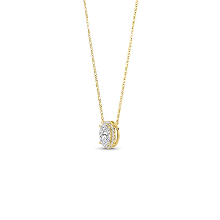 1.00cttw Lab-Grown Oval Diamond Halo Pendant Necklace