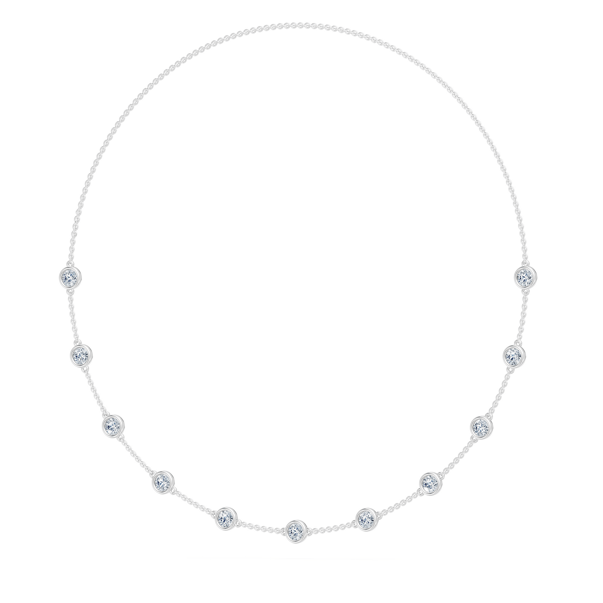 3.50cttw Lab-Grown Round Diamond Bezel Station Necklace