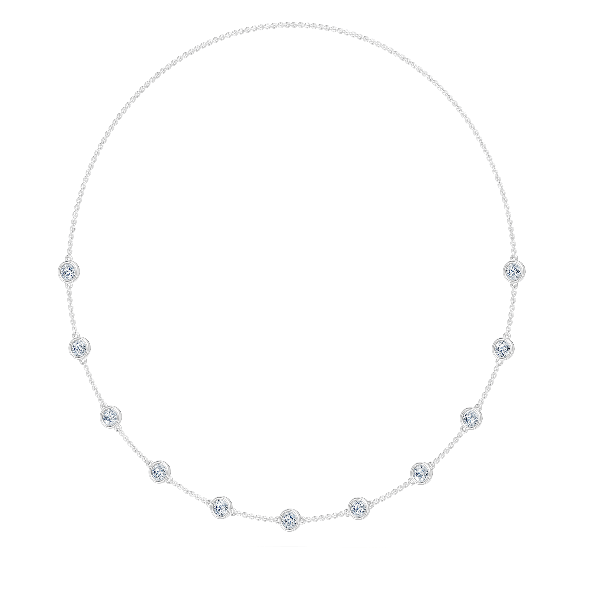 3.50cttw Lab-Grown Round Diamond Bezel Station Necklace