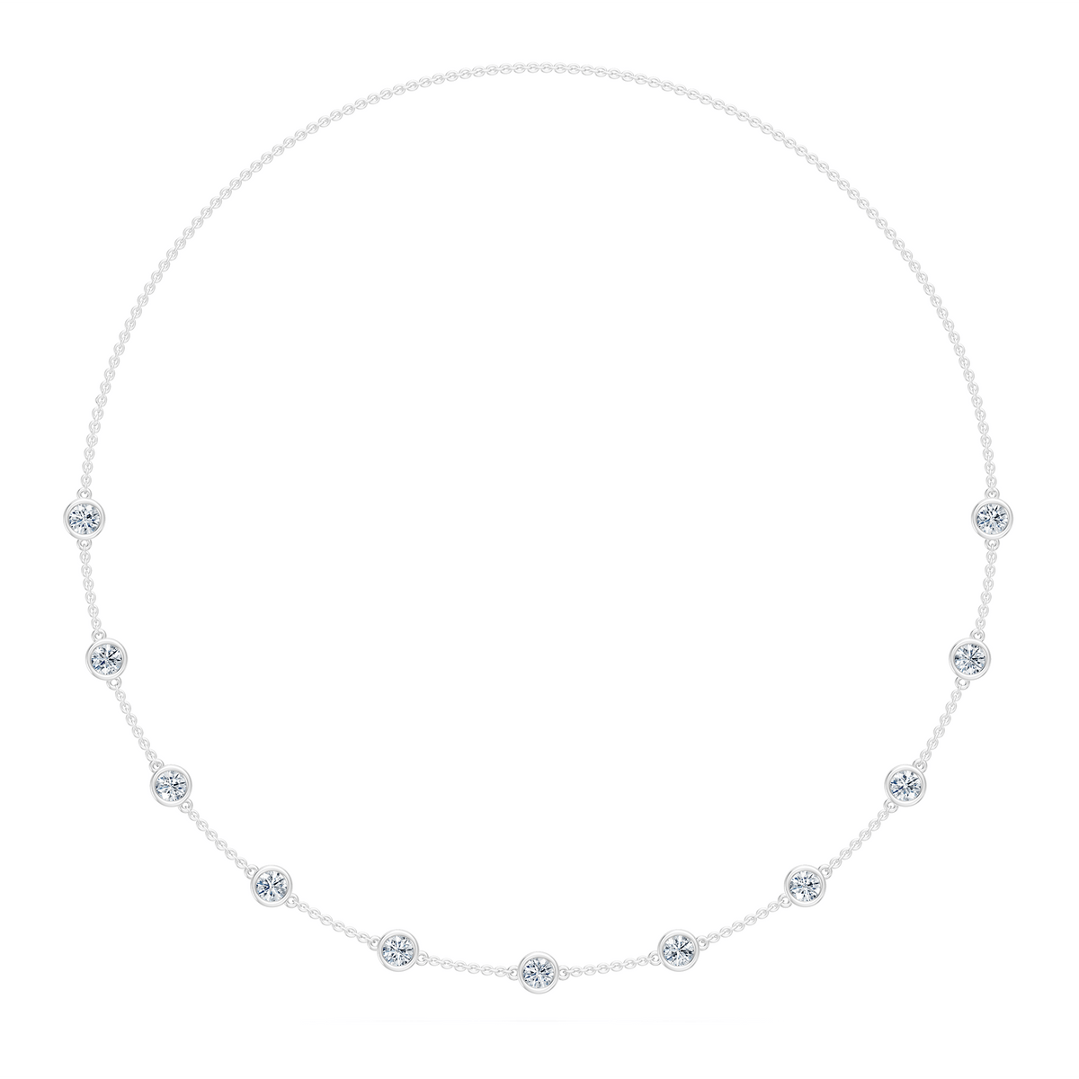 3.50cttw Lab-Grown Round Diamond Bezel Station Necklace