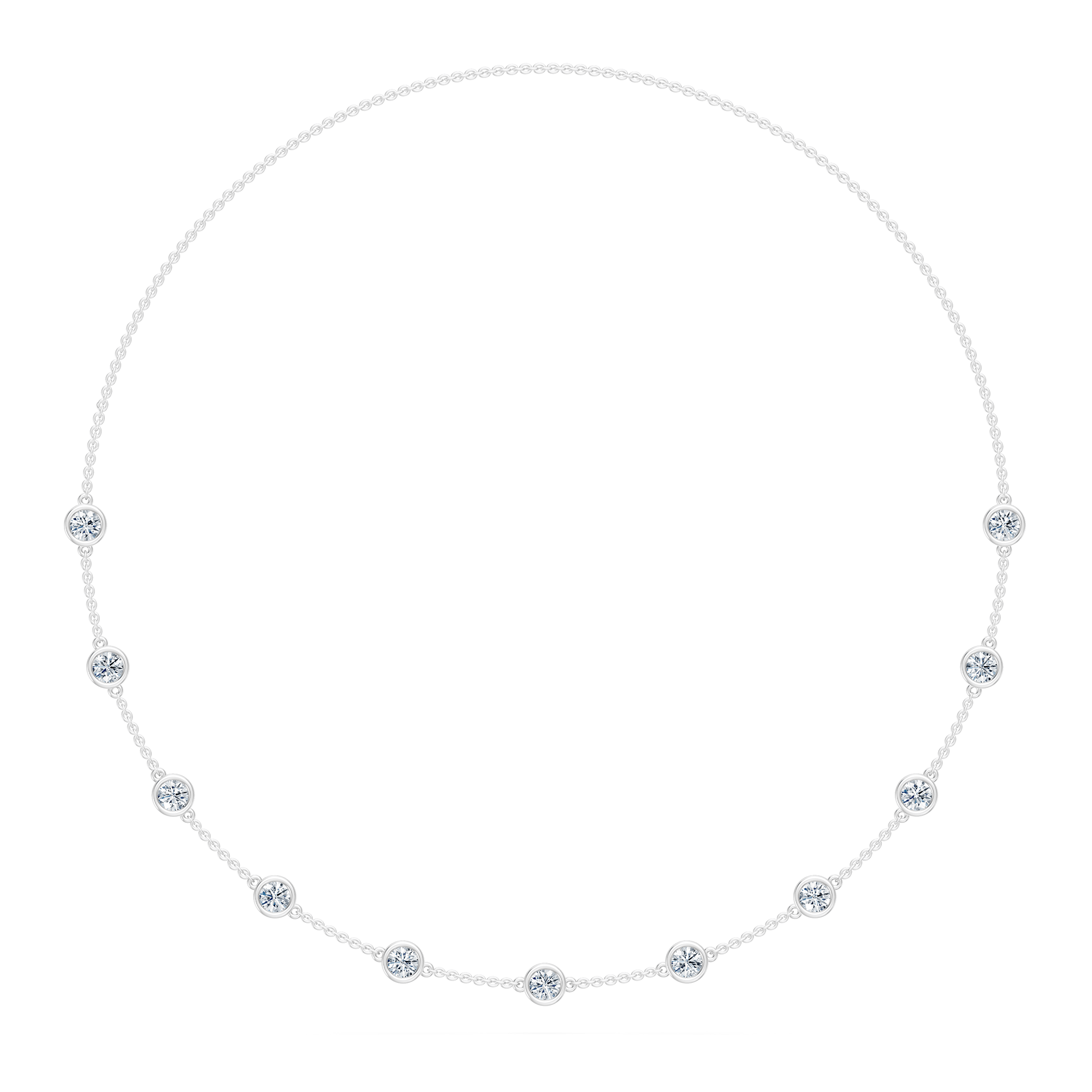 3.50cttw Lab-Grown Round Diamond Bezel Station Necklace