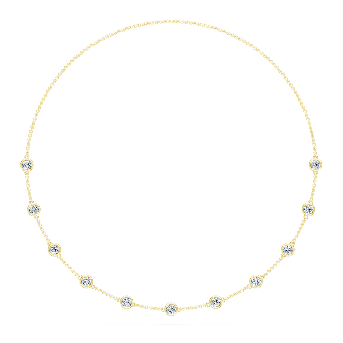 3.50cttw Lab-Grown Round Diamond Bezel Station Necklace
