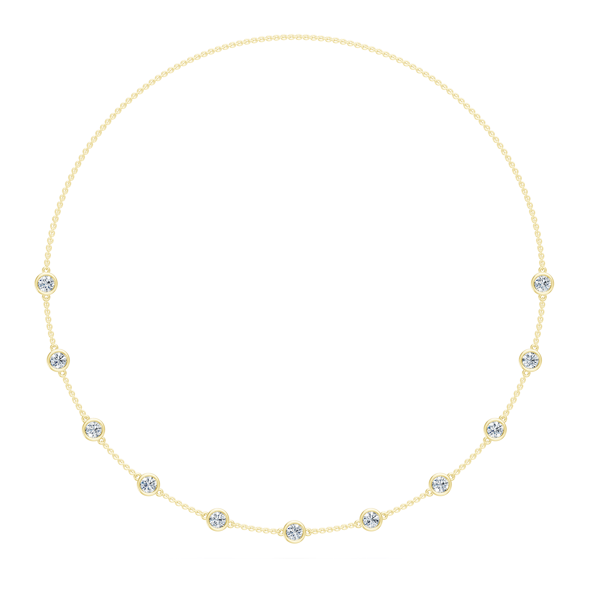 3.50cttw Lab-Grown Round Diamond Bezel Station Necklace