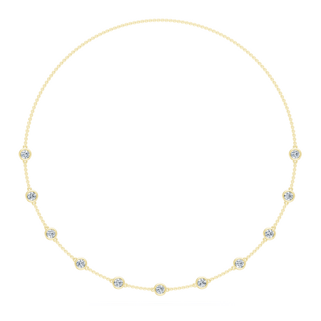 3.50cttw Lab-Grown Round Diamond Bezel Station Necklace