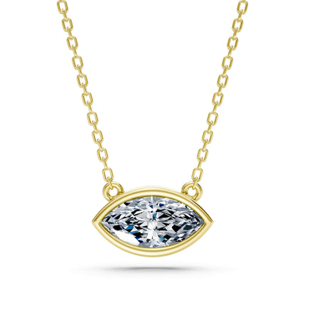 1.80ct East-West Marquise Cut Lab-Grown Diamond Bezel Solitaire Necklace