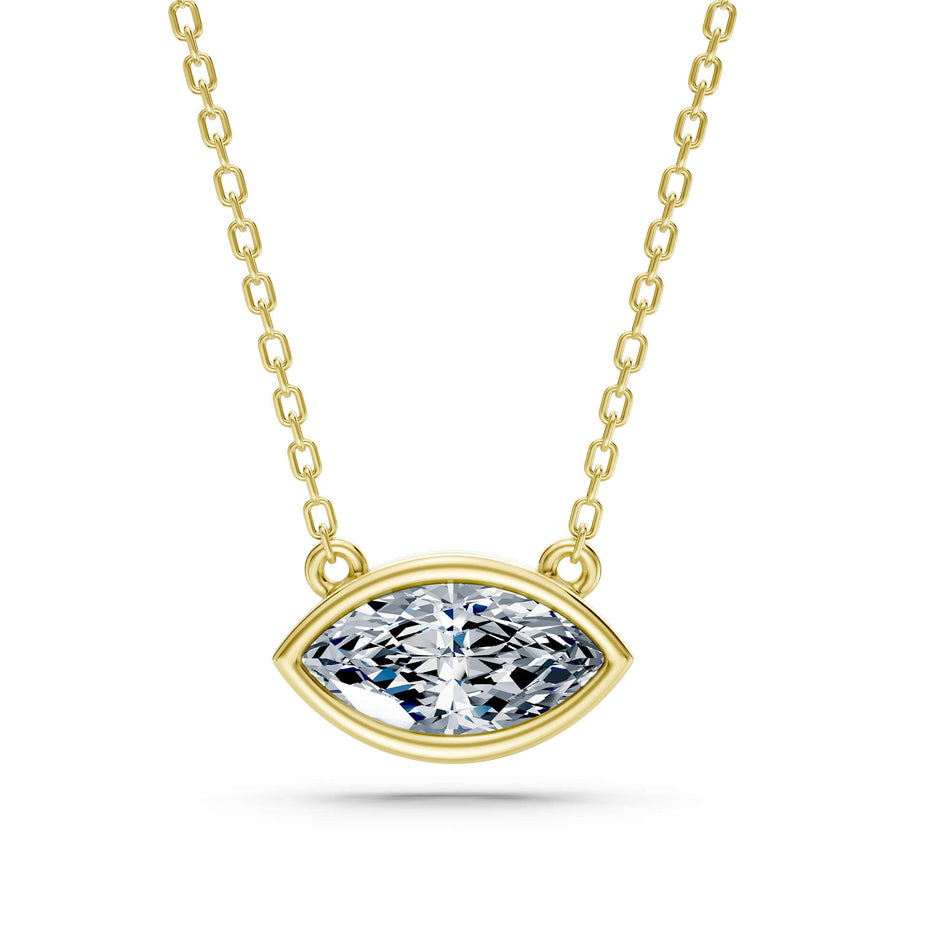 1.80ct East-West Marquise Cut Lab-Grown Diamond Bezel Solitaire Necklace