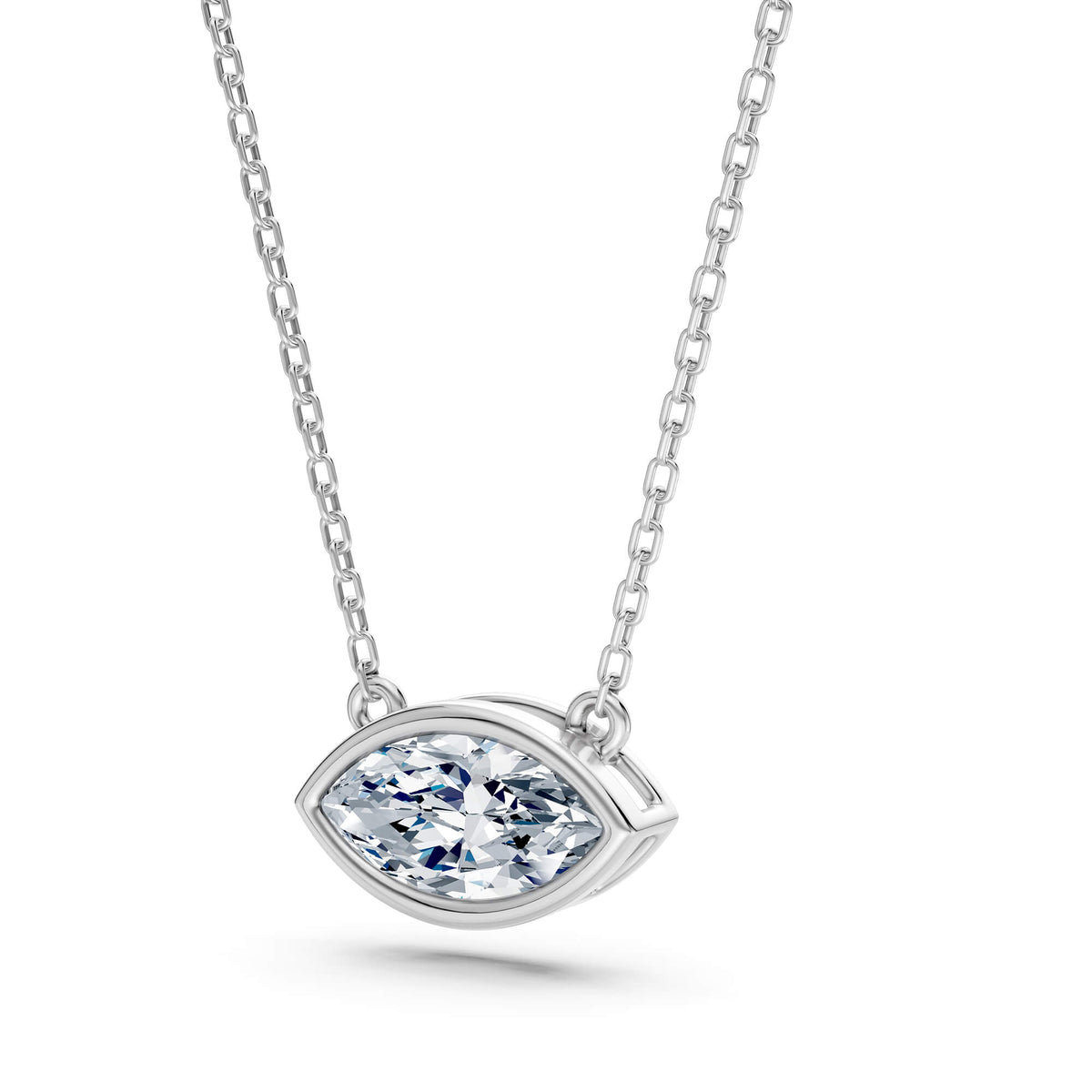 1.80ct East-West Marquise Cut Lab-Grown Diamond Bezel Solitaire Necklace