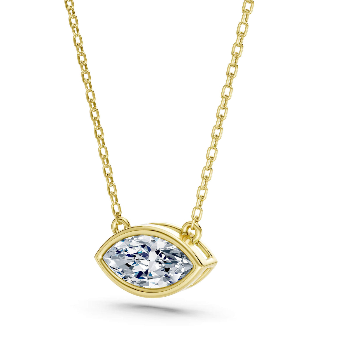 1.80ct East-West Marquise Cut Lab-Grown Diamond Bezel Solitaire Necklace