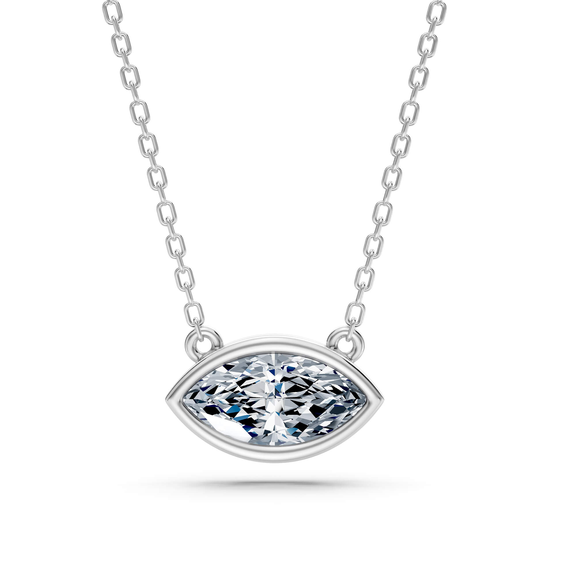 1.80ct East-West Marquise Cut Lab-Grown Diamond Bezel Solitaire Necklace