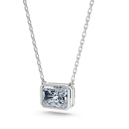 2.50ct East-West Emerald Cut Lab-Grown Diamond Bezel Solitaire Necklace