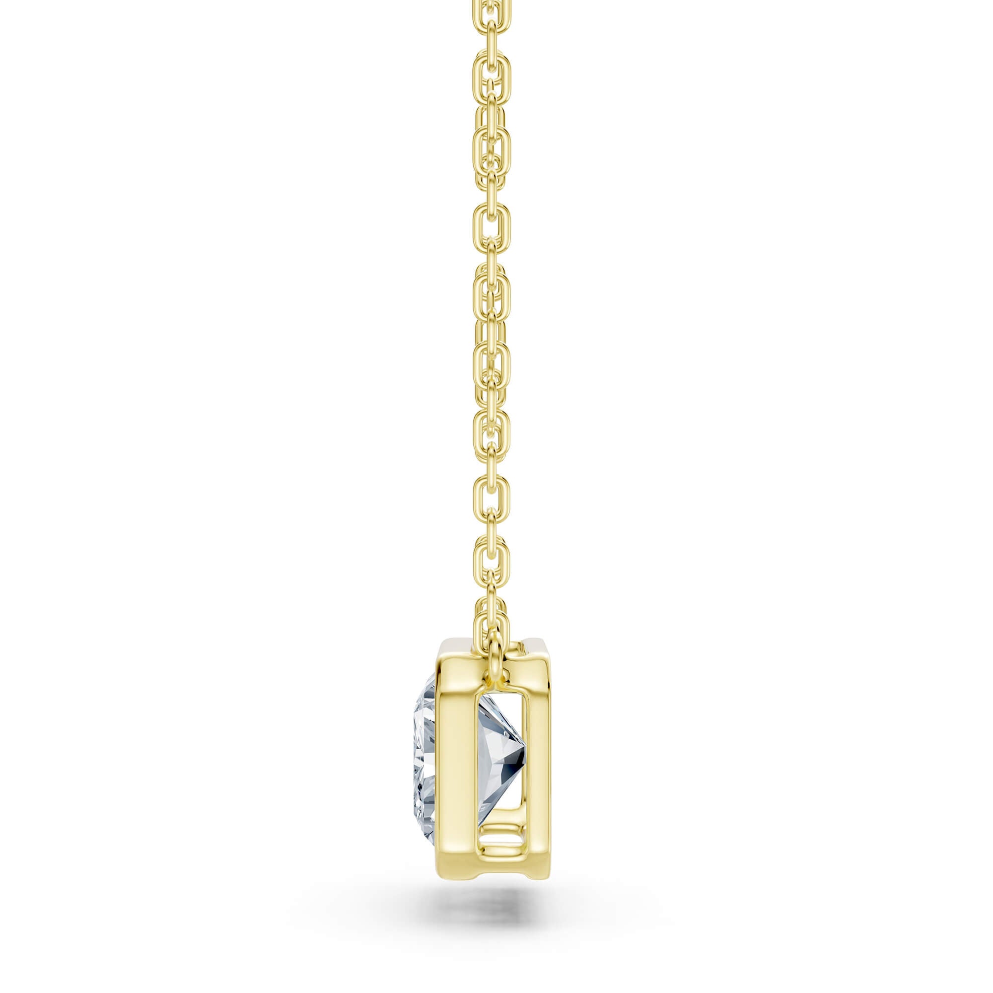 2.50ct East-West Emerald Cut Lab-Grown Diamond Bezel Solitaire Necklace