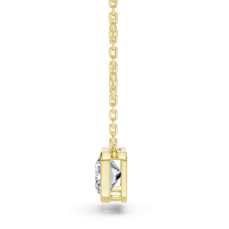 2.50ct East-West Emerald Cut Lab-Grown Diamond Bezel Solitaire Necklace