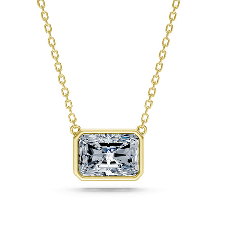 2.80ct East-West Radiant Cut Lab-Grown Diamond Bezel Solitaire Necklace