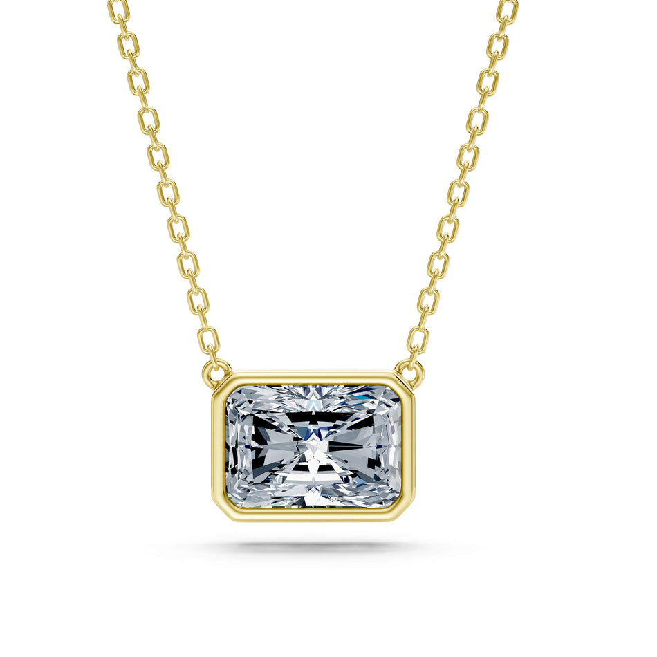2.80ct East-West Radiant Cut Lab-Grown Diamond Bezel Solitaire Necklace
