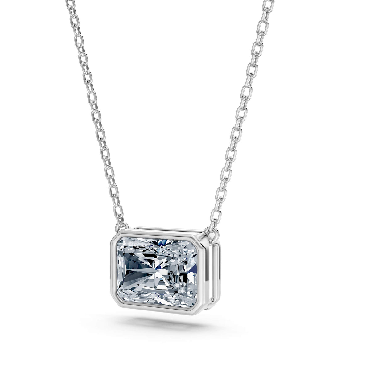 2.80ct East-West Radiant Cut Lab-Grown Diamond Bezel Solitaire Necklace