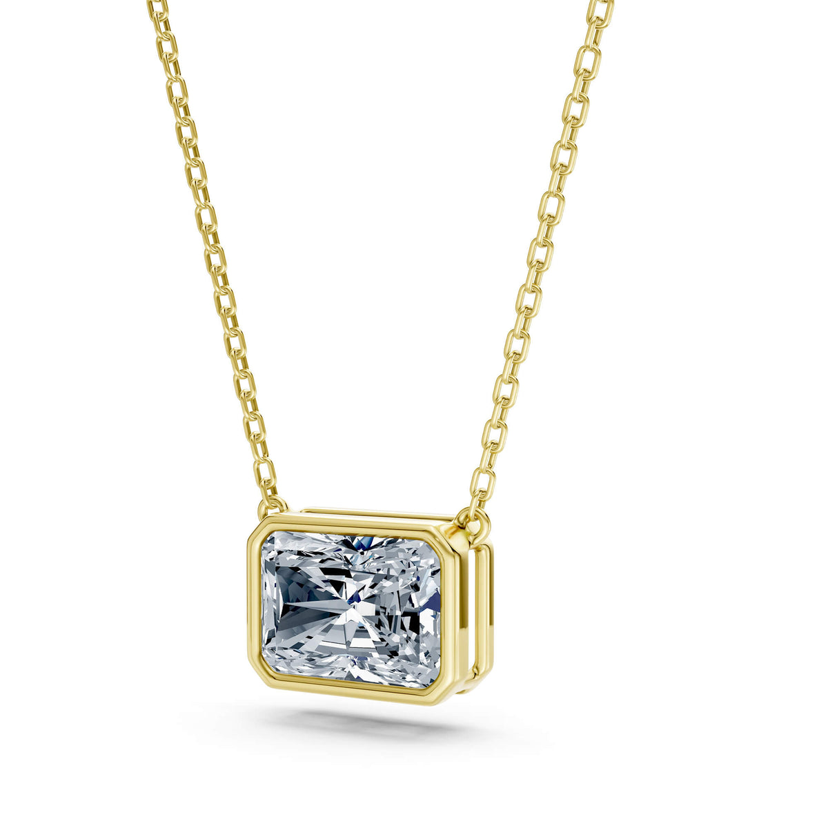 2.80ct East-West Radiant Cut Lab-Grown Diamond Bezel Solitaire Necklace
