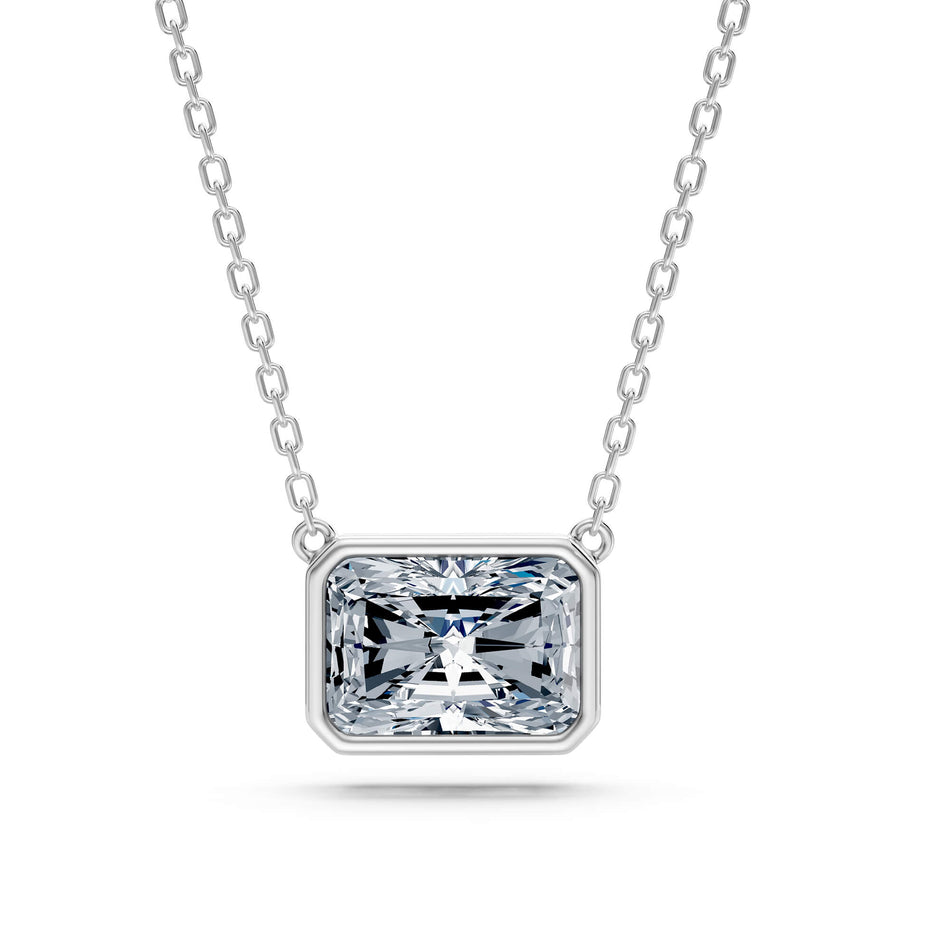 2.80ct East-West Radiant Cut Lab-Grown Diamond Bezel Solitaire Necklace
