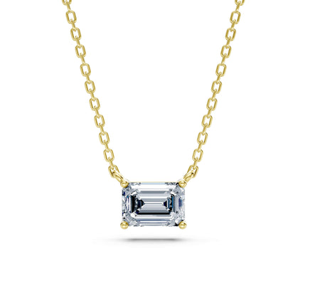 2.00ct East-West Emerald Cut Lab-Grown Diamond Solitaire Necklace